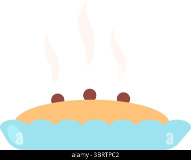 Torta calda con frutti di bosco in padella blu. Elemento alimentare isolato per la progettazione. Illustrazione Vettoriale