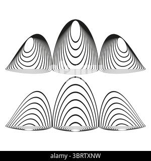 Forme d'onda astratte. Vettore line art. Moderno motivo a ondulazione. Elementi di flusso organici. Illustrazione Vettoriale