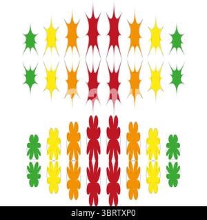 Schema astratto a stella. Forme di foglie organiche. Elementi floreali colorati. Illustrazione della natura vettoriale. Illustrazione Vettoriale