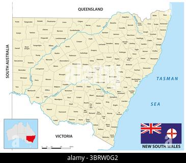 Mappa della contea del nuovo Galles del Sud, Australia Foto Stock