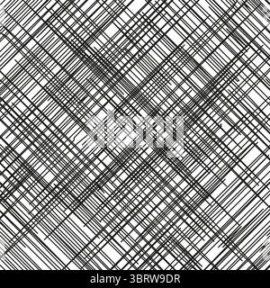 Griglia della linea di campitura. Rete Stroke sovrapposta. Vettore astratto geometrico. Sfondo bianco e nero. Illustrazione Vettoriale