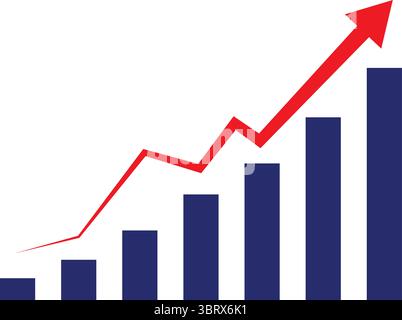 Grafico con rapporto di aumento. Diagramma con avanzamento aumento e guadagno, Vector EPS 10 Illustrazione Vettoriale
