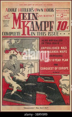 Mein Kampf: An Unexpurgated Translation Condensed with Critical Comments and Explanatory Notes, è stato pubblicato da una Start-up con sede a Greenwich, Connecticut, chiamata Noram Publishing Company, che era stata creata con il solo scopo di pubblicare parti di Mein Kampf che non erano disponibili nel riassunto di Dugdale. Fu formato dal reporter Alan Cranston (in seguito senatore) e dal suo amico Amster Spiro, un reporter ebreo del sindacato Hearst. Questo opuscolo è stato pubblicato in un'edizione tabloid di 32 pagine con note, mappe e illustrazioni. Foto Stock