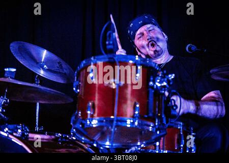 13 maggio 2018 - Indianapolis, Indiana, Stati Uniti - il batterista DEI KISS Eric Singer si esibisce all'Indy KISS Expo 2018 di Indianapolis, IN. 13 maggio 2018. (Immagine di credito: © Dave Burke via ZUMA Wire) Foto Stock