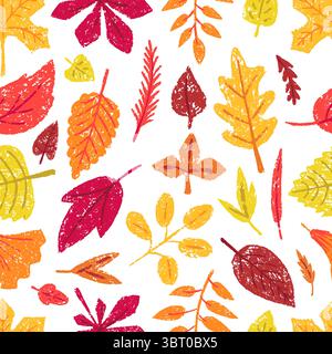L'autunno lascia un motivo senza cuciture. Fogliame luminoso, foglie naturali autunnali. Forest VIBRANT Time, stampa decorativa per l'avvolgimento di carta da parati in tessuto, neoterica Illustrazione Vettoriale