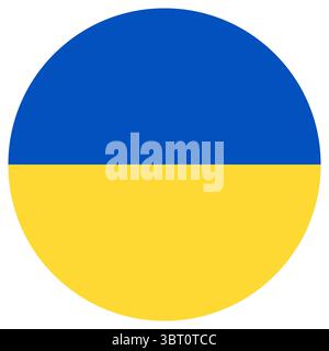 Round bandiera Ucraina. Bandiera Ucraina cerchio. Simbolo nazionale. Illustrazione Vettoriale