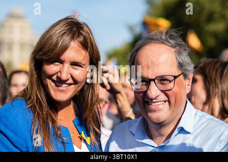 11 settembre 2019, Barcellona, BARCELLONA, SPAGNA: BARCELLONA, SPAGNA - 11 SETTEMBRE: Quim Torra presidente della Catalogna durante una manifestazione pro-indipendenza nell'ambito delle celebrazioni della giornata nazionale della Catalogna l'11 settembre 2019 a Barcellona, Spagna (immagine di credito: © AFP7 via ZUMA Wire) Foto Stock