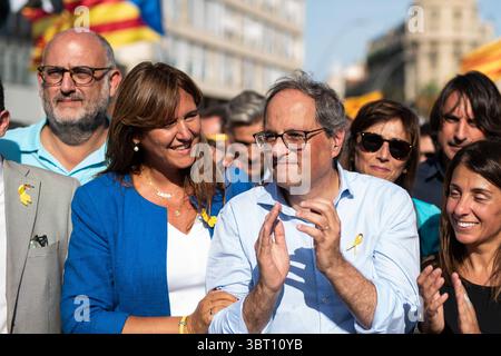 11 settembre 2019, Barcellona, BARCELLONA, SPAGNA: BARCELLONA, SPAGNA - 11 SETTEMBRE: Quim Torra presidente della Catalogna durante una manifestazione pro-indipendenza nell'ambito delle celebrazioni della giornata nazionale della Catalogna l'11 settembre 2019 a Barcellona, Spagna (immagine di credito: © AFP7 via ZUMA Wire) Foto Stock