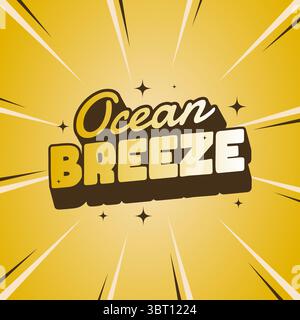 Effetto di testo retro Ocean Breeze per progetti creativi ispirati all'estate e alla spiaggia Illustrazione Vettoriale