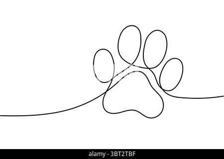 Impronta animale sfondo di una linea. Un disegno continuo dell'icona dell'impronta animale. Illustrazione vettoriale. Icona linea impronta animale. Modificabile Illustrazione Vettoriale