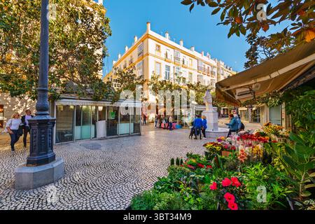 La colorata Plaza de las Flores, sede del mercato dei fiori nel centro storico della città andalusa di Cadice, Spagna, regione andalusa. Foto Stock