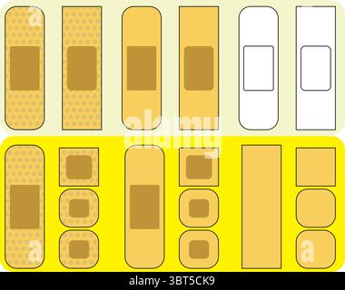 Adesivo-fasciatura-set-vettoriale Illustrazione Vettoriale