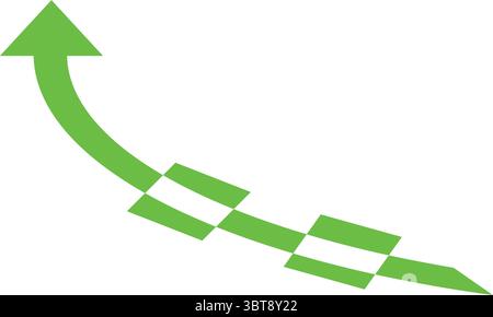 Concetto di vettore con freccia verso l'alto a scacchi verdi per la crescita finanziaria e le tendenze aziendali Illustrazione Vettoriale