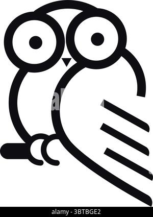 Design minimalista del gufo con logo Modern Geometric Bird Illustrazione Vettoriale