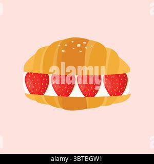 Pane giapponese salato con fragole. illustrazione vettoriale Illustrazione Vettoriale
