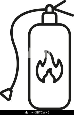 Icona della linea dell'estintore. Simbolo di riferimento per la sicurezza antincendio, la risposta alle emergenze e la prevenzione dei pericoli. Attrezzature antincendio. Tratto modificabile. Isolato Illustrazione Vettoriale