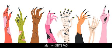 Banner vettoriale orizzontale del mostro di Halloween. Illustrazione Vettoriale