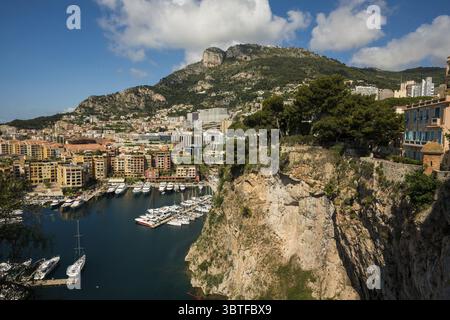 Panorama, Port de Fontvieille, Costa Azzurra, Monaco Foto Stock