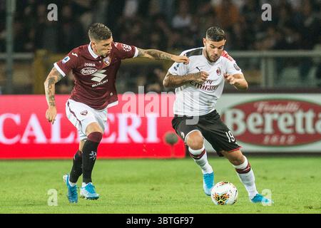 26 settembre 2019, Torino, Piemonte, Italia: TORINO, ITALIA-26 SETTEMBRE 2019: giocatori del Torino FC e dell'AC Milan durante la partita di serie A tra Torino FC e AC Milan allo Stadio Olimpico di Torino (immagine di credito: © Stefano Guidi/ZUMA Wire) Foto Stock