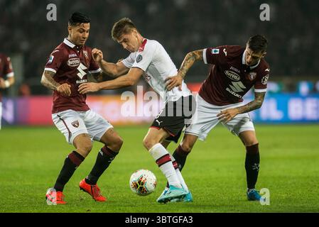 26 settembre 2019, Torino, Piemonte, Italia: TORINO, ITALIA-26 SETTEMBRE 2019: giocatori del Torino FC e dell'AC Milan durante la partita di serie A tra Torino FC e AC Milan allo Stadio Olimpico di Torino (immagine di credito: © Stefano Guidi/ZUMA Wire) Foto Stock