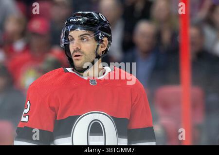 14 ottobre 2019: Il difensore degli Ottawa Senators Dylan DeMelo (2) durante la partita della NHL tra i Minnesota Wild e gli Ottawa Senators al Canadian Tire Centre di Ottawa, Canada. Daniel Lea/CSM (immagine di credito: &Copy; Daniel Lea/CSM tramite cavo ZUMA) Foto Stock
