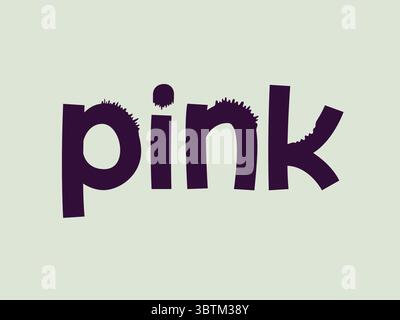 Pink Typography Vector Word Art Funny stravagante stile grassetto lettere di cartone animato grafica Illustrazione Vettoriale
