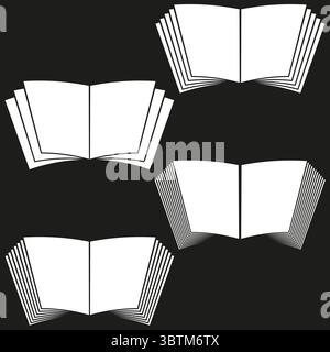 Icone Apri libro. Set di simboli di conoscenza. Imparare Vector educativo. Illustrazione del concetto di saggezza. Illustrazione Vettoriale