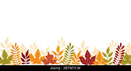 Confine autunnale con foglie colorate Illustrazione Vettoriale