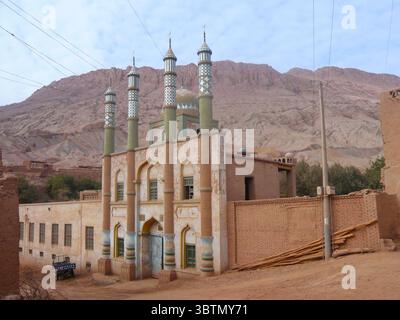 Moschea Tuyoq (Tuyugou), villaggio Tuyoq vicino a Turpan, Xinjiang, Cina Foto Stock