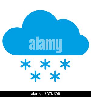 Icona nuvola blu con fiocchi di neve che rappresentano le previsioni del tempo Illustrazione Vettoriale