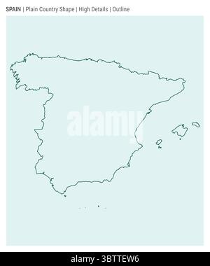 Mappa della Spagna. Dettagli di alto livello. Stile contorno. Forma della Spagna. Illustrazione vettoriale. Illustrazione Vettoriale