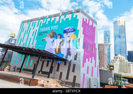 11 ottobre 2020: Melbourne, Australia - 10 ottobre 2020: Federation Square a Melbourne è tranquilla e vuota durante la pandemia di Coronavirus e il relativo blocco. (Immagine di credito: © Chris Putnam/ZUMA Wire) Foto Stock