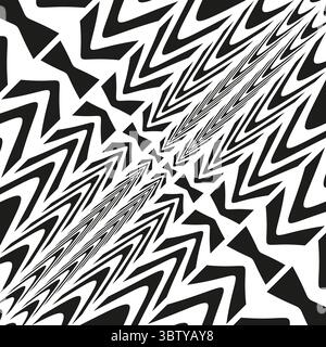 Schema a zig-zag astratto. Strisce bianche e nere. Vettore di illusione ottica. Sfondo geometrico moderno. Illustrazione Vettoriale