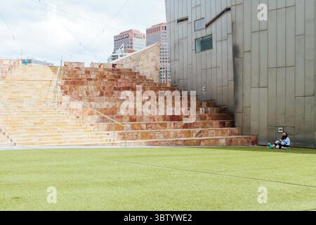 11 ottobre 2020: Melbourne, Australia - 10 ottobre 2020: Federation Square a Melbourne è tranquilla e vuota durante la pandemia di Coronavirus e il relativo blocco. (Immagine di credito: © Chris Putnam/ZUMA Wire) Foto Stock