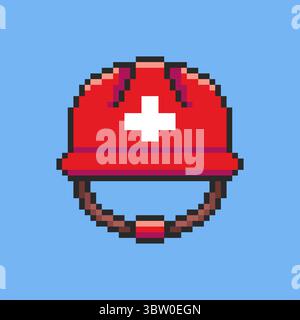 Design delle risorse di gioco del casco di salvataggio pixel ART Illustrazione Vettoriale