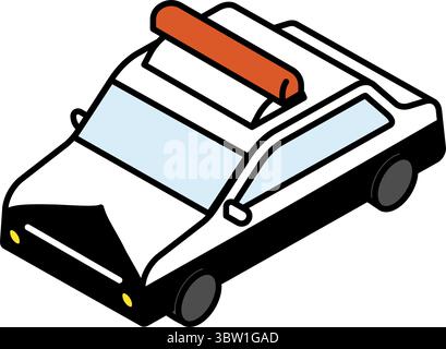 Icona del veicolo, semplice e simpatica icona isometrica di un'auto della polizia giapponese, illustrazione vettoriale Illustrazione Vettoriale