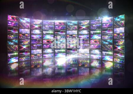 Collage di schermo che mostra immagini in discoteca Foto Stock