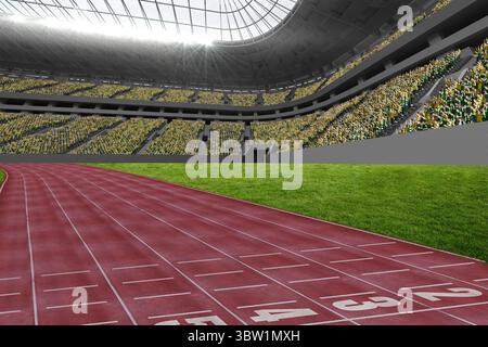Pista di atletica in uno stadio Foto Stock