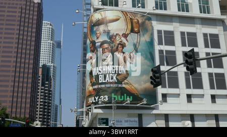 Los Angeles, California, USA 14 luglio 2025 Washington Black Billboard su Figueroa Street il 14 luglio 2025 a Los Angeles, California, USA. Foto di Barry King/Alamy Stock Photo Foto Stock