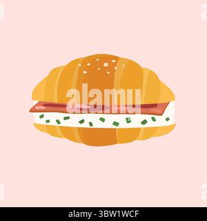 Panino giapponese salato con formaggio spalmabile e pancetta. illustrazione vettoriale Illustrazione Vettoriale