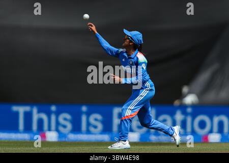Jemimah dell'India in azione durante la 1a partita internazionale Metro Bank One Day England Women vs India Women all'Utilita Bowl, Southampton, Regno Unito, 16 luglio 2025 (foto di Izzy Poles/News Images) a Southampton, Regno Unito, il 16/7/2025. (Foto di Izzy Poles/News Images/Sipa USA) Foto Stock