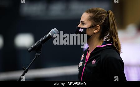 8 novembre 2020, Linz, AUSTRIA: Julia Grabher dell'Austria durante la cerimonia di sorteggio del torneo internazionale di tennis WTA femminile dell'alta Austria 2020 (immagine di credito: © Rob Prange/AFP7 via ZUMA Wire) Foto Stock
