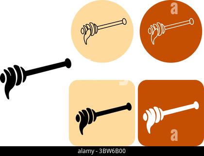 Logotipo icona del cucchiaio di miele. Illustrazione della linea grafica vettoriale. Firma silhouette per logo, stampa, fumetti, moda, pop art, tavole, design, adesivi, dic Illustrazione Vettoriale