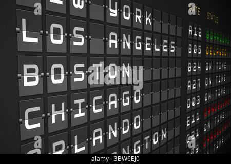 Lista delle partenze su nero scheda meccanica Foto Stock