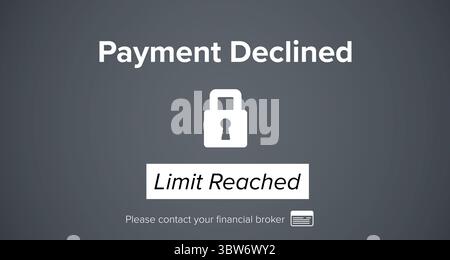 Testo pagamento rifiutato su display nero Foto Stock