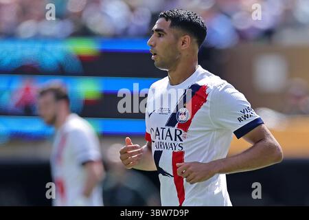 East Rutherford, Stati Uniti. 13 luglio 2025. Achraf Hakimi del PSG, durante la partita tra Chelsea FC e PSG per la finale della Coppa del mondo per club 2025, al MetLife Stadium di East Rutherford, Stati Uniti, il 13 luglio 2025. Foto: Heuler Andrey/DiaEsportivo/Alamy Live News crediti: DiaEsportivo/Alamy Live News Foto Stock