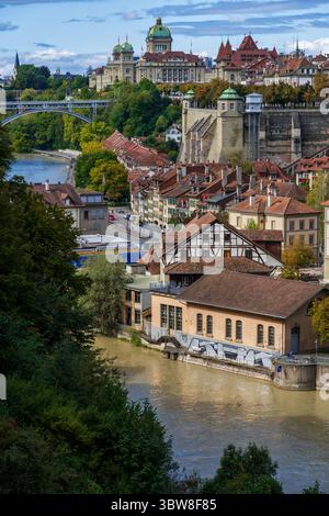 Città di Berna sul fiume Aare in Svizzera. Foto Stock
