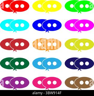 Collezione di bolle di chat colorate - insieme di icone di dialogo e comunicazione diversificate Illustrazione Vettoriale