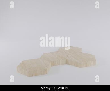 Podio esagonale per prodotti e piantagioni di fiori, mock-up esegone, spazio di copia, rendering 3d. Foto Stock