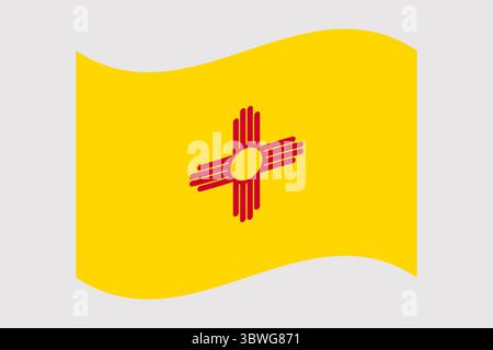 Splendida illustrazione di sventolare la bandiera dello Stato del New Mexico Foto Stock